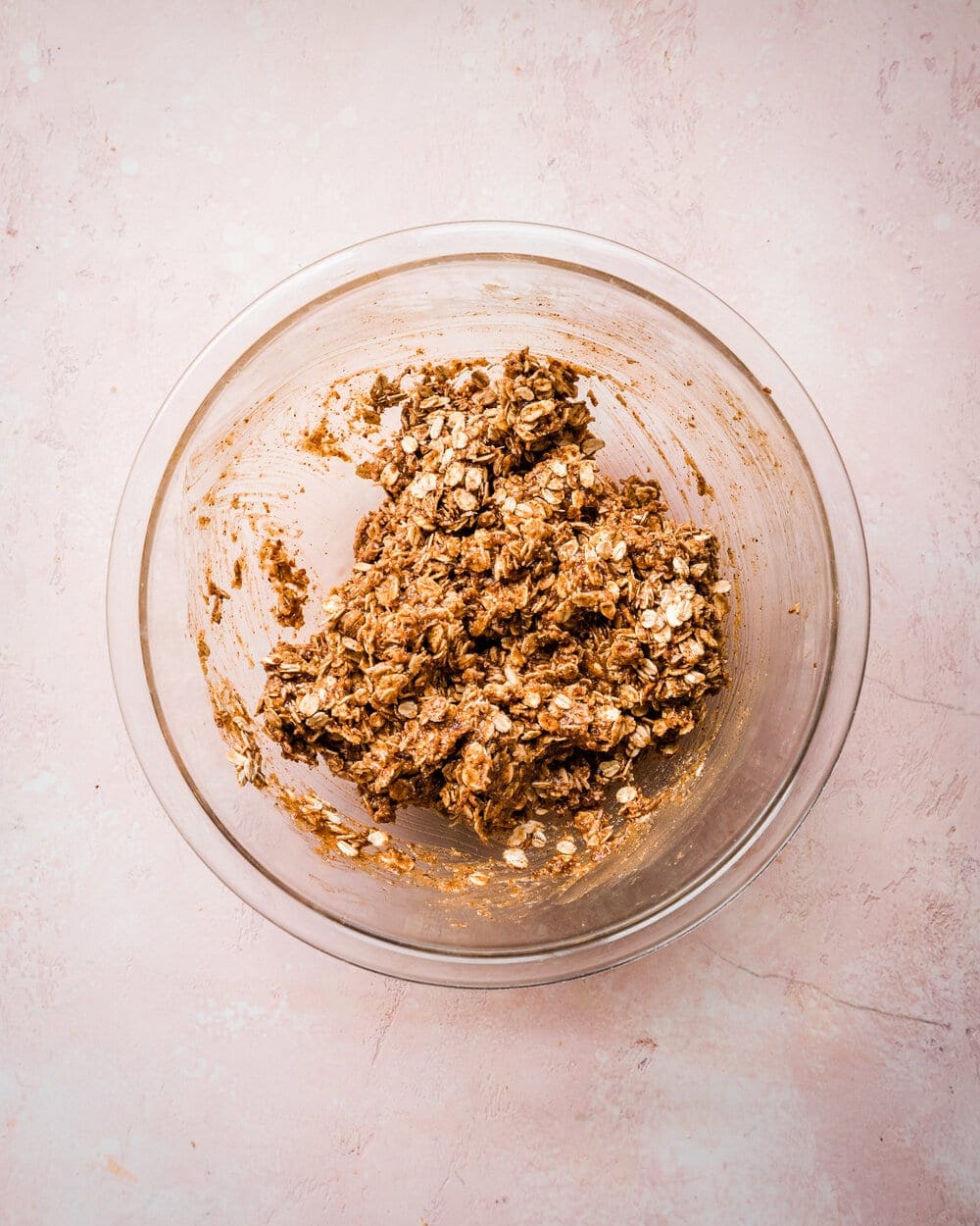 wet and dry ingredients mixed in a bowl.
