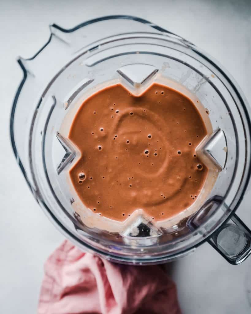 chocolate milkshake in spoon