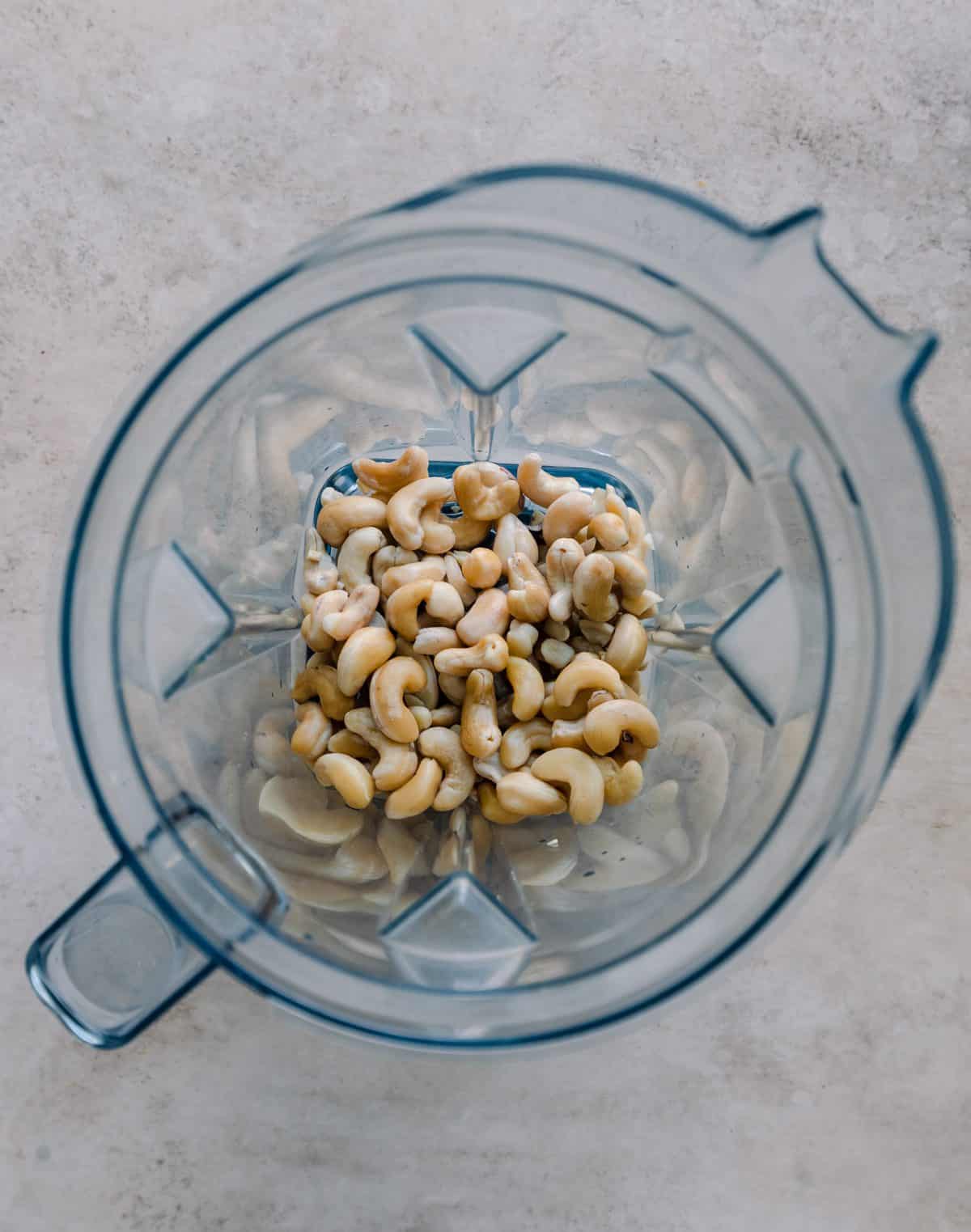 soaked cashews in a blender.