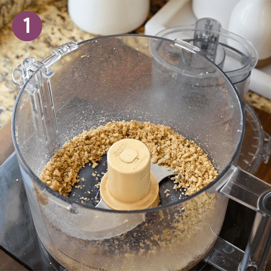 Toasted walnuts blended in food processor.